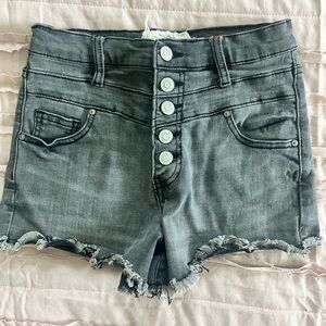 Altar’d State High Rise Black Denim Shorts, Size 25